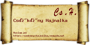 Csákány Hajnalka névjegykártya